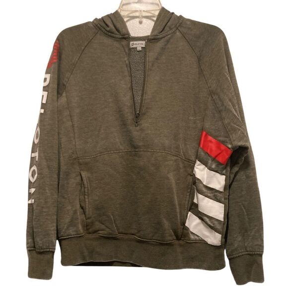 Peloton Half Zip Hooded Green Sweatshirt - Small - Picture 2 of 6